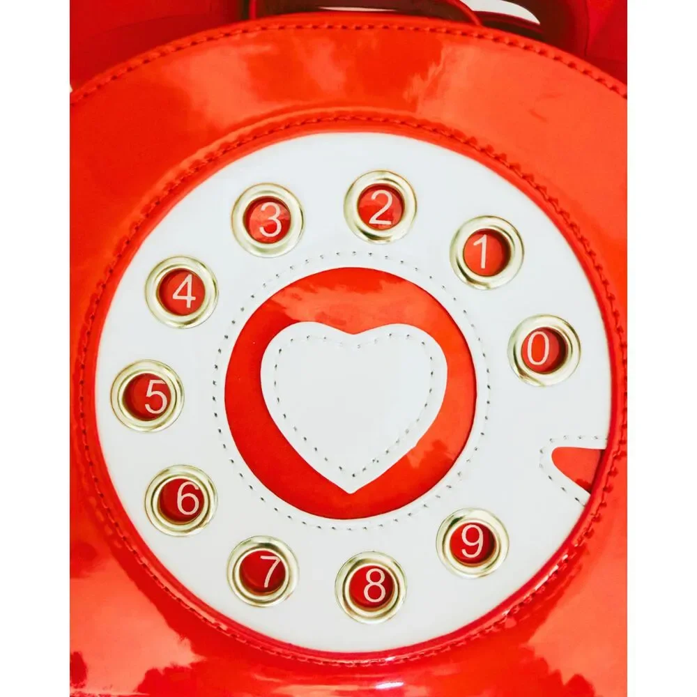 NWT Red Vegan Leather Retro Phone Purse Handbag Kitsch Kawaii Harajuku Cosplay